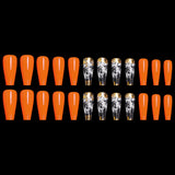 European And American Ballet A Type Art Orange Red Smoke Pattern Fake Nail Patch Box