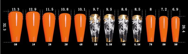 European And American Ballet A Type Art Orange Red Smoke Pattern Fake Nail Patch Box