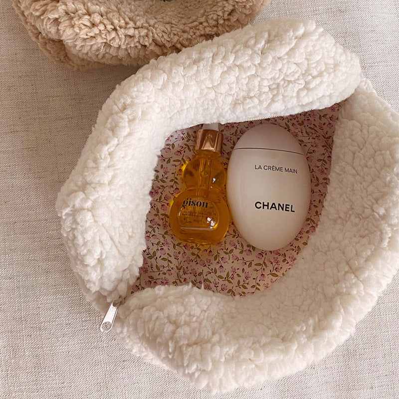 Teddy Plush Cosmetic Bag Japanese Style Lambswool