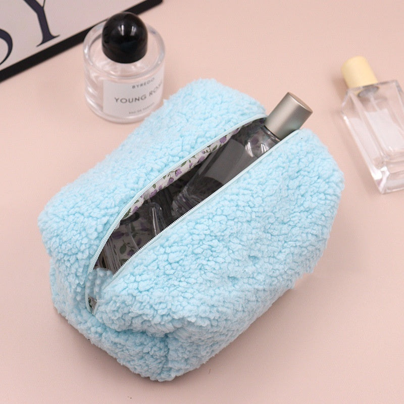 Teddy Plush Cosmetic Bag Japanese Style Lambswool