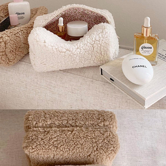 Teddy Plush Cosmetic Bag Japanese Style Lambswool