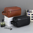 Cosmetic Bag Travel Portable Double Layer Men's PU Leather