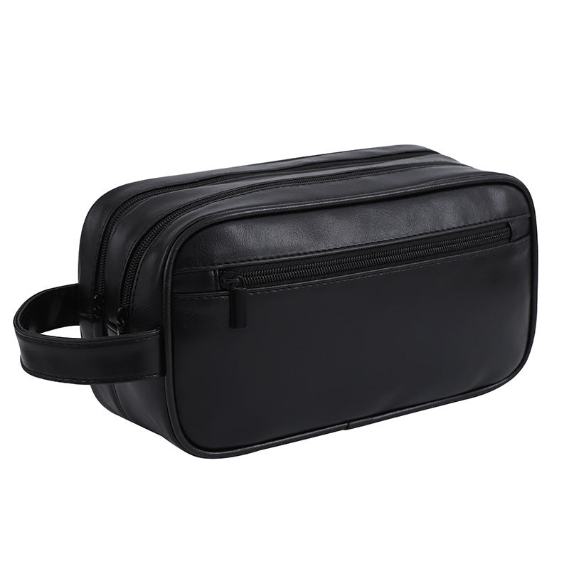Cosmetic Bag Travel Portable Double Layer Men's PU Leather