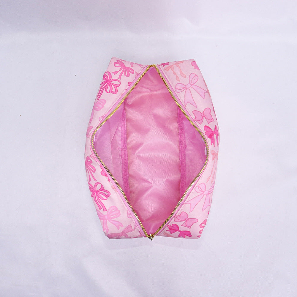 Printed Nylon Cosmetic Bag Travel Portable Storage